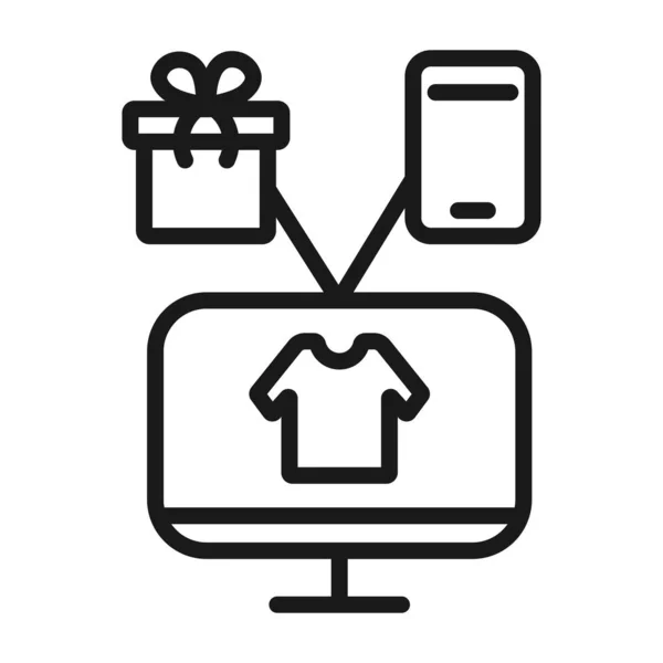 Compras en línea - línea mínima icono web. ilustración de vector simple — Archivo Imágenes Vectoriales