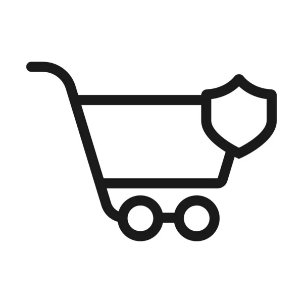Segurança de compras - ícone da web linha mínima. vetor simples illustr — Vetor de Stock