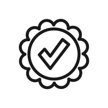 Basit Onay İlişkili Vektör Satırı Simgesi. Kalite si onaylanır