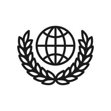 Küre - beyaz arka plan üzerinde anahat simgesi. Kullanılabilir kontur. Vecto