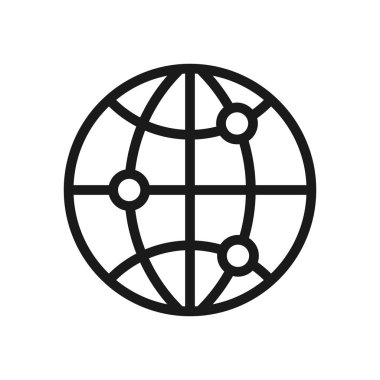 Küre - beyaz arka plan üzerinde anahat simgesi. Kullanılabilir kontur. Vecto