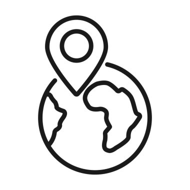 Küre - beyaz arka plan üzerinde anahat simgesi. Kullanılabilir kontur. Vecto