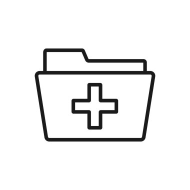 Arşiv raporu ince satır simgesi. Hasta dosyası vektör illüstrasyonu 