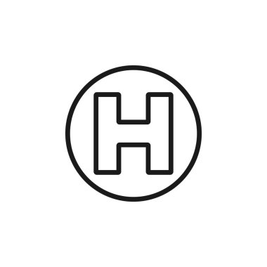 Hastane çizgi simgesi, anahat vektör işareti, doğrusal stil piktogram 