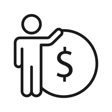 Para. Satır Simgesi Vektörü. Ödeme sistemi. Madeni Paralar ve Dolar cent S