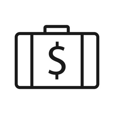 Anahat Evrak Çantası simgesi gri arka planda yalıtılmış. Hat çanta sym