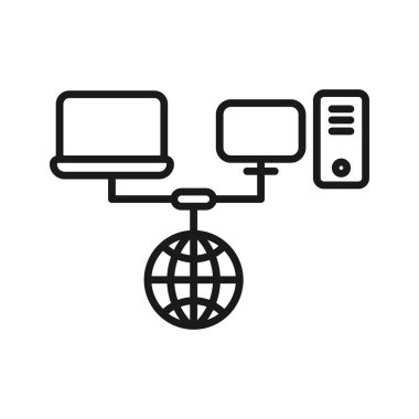 Internet bağlantı ağı. en az ince çizgi web simgesi. Basit 