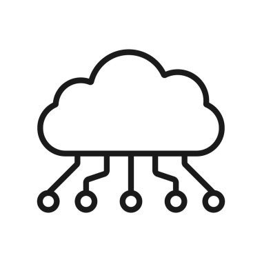 bulut ağı. en az ince çizgi web simgesi. basit vektör illustr