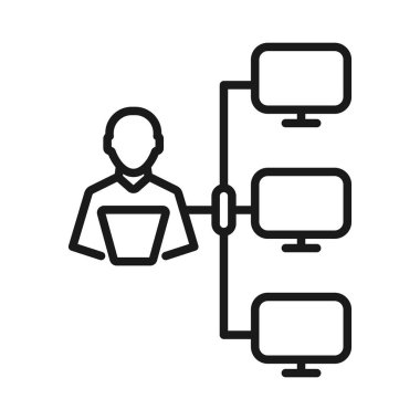 ağ yöneticisi. en az ince çizgi web simgesi. basit vektör