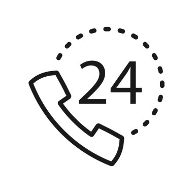 24 saat aramalar. en az ince çizgi web simgesi. basit vektör