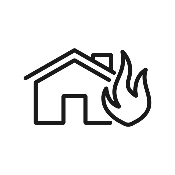Casa en llamas. mínimo icono web de línea delgada. vector simple illustr — Vector de stock