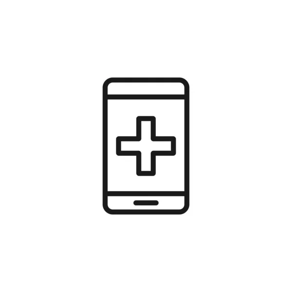 Smartphone aplicación médica icono lineal. Ilustración en línea delgada. Smar. — Archivo Imágenes Vectoriales