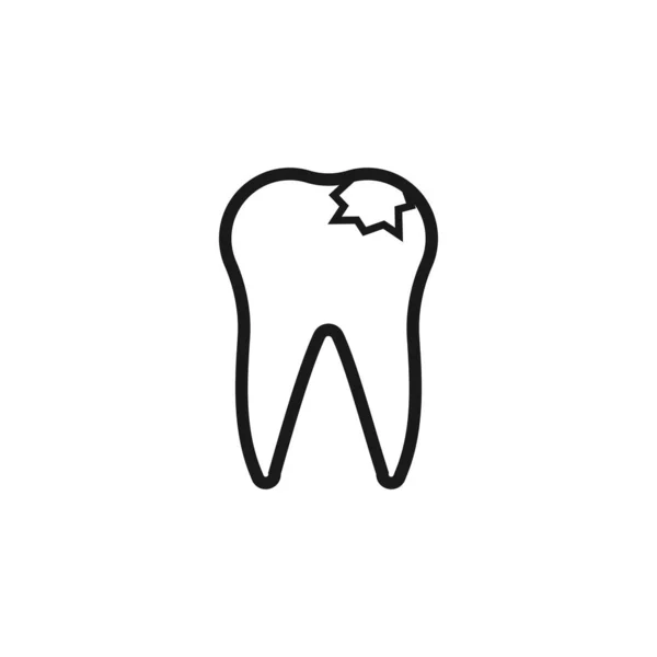 Zahn mit Kariesliniensymbol, Umrissvektorzeichen, linearer Stil p — Stockvektor