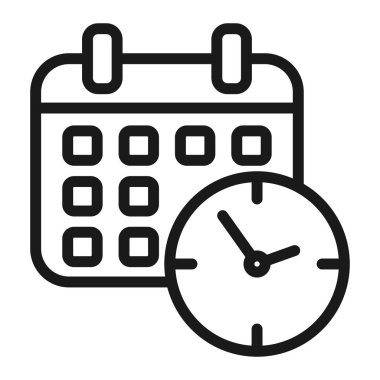 takvim saati - en az satır web simgesi. basit vektör illustratio