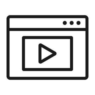tarayıcıda video oynatıcı - minimal satır web simgesi. basit vektör i