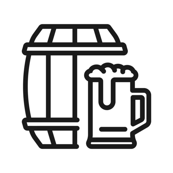 Barrel and glass of beer. minimal thin line web icon. simple vec — Stock Vector