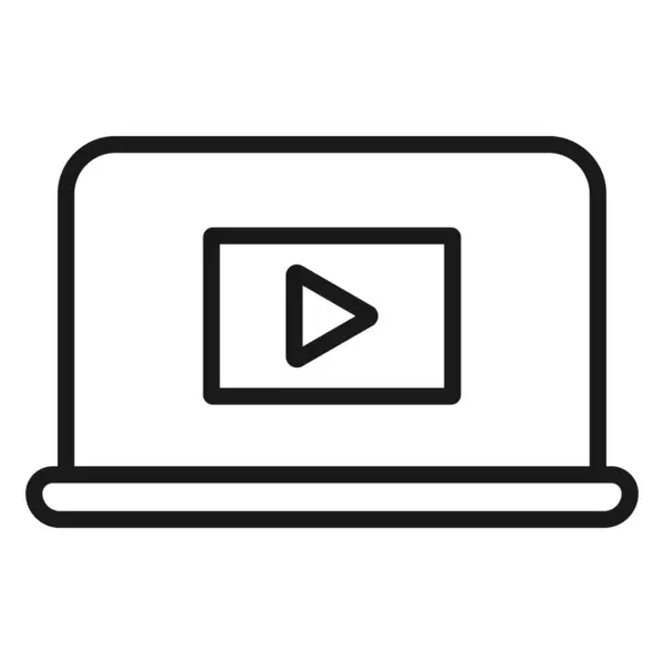 Βίντεο στο laptop-ελάχιστη γραμμή εικονίδιο ιστού. απλό διάνυσμα περιπτωσιολογικές — Διανυσματικό Αρχείο