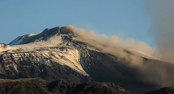Etna Paisaje Del Volcán Visto Amanecer Sicilia — Foto de Stock