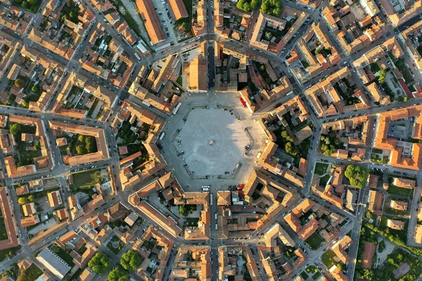 Palmanova Erődváros Piazza Grande Felülről Nézve Stock Kép