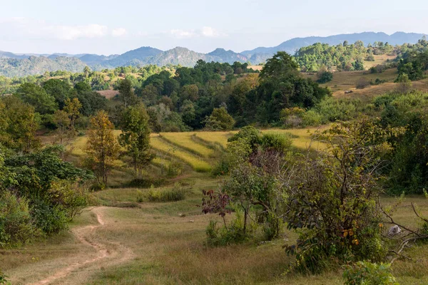 Horizontal picture of amazing view of the landscape close to Inle Lake, a tourist trekking route in Myanmar