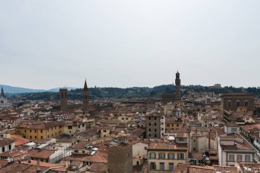 Floransa, İtalya - 25 Mart, 2016: Giotto Çan Kulesi'nden muhteşem şehir manzarasının yatay resmi, Floransa'nın simge yapıları, İtalya