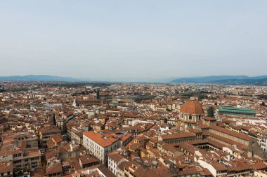 Floransa, İtalya - 25 Mart, 2016: Giotto Çan Kulesi'nden muhteşem şehir manzarasının panoramik resmi, Floransa'nın simge yapıları, İtalya