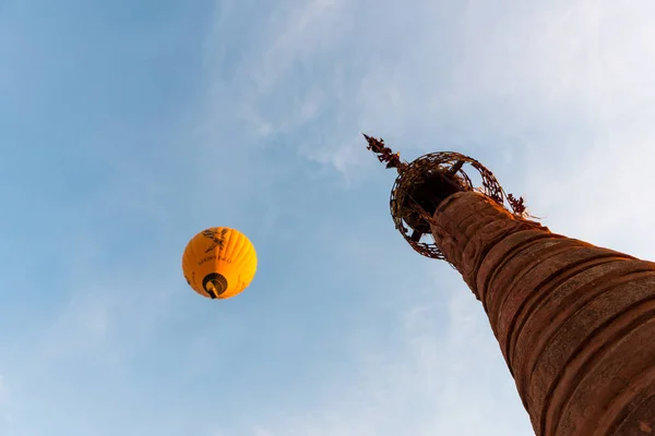 Bagan Mianmar Dezembro 2018 Imagem Horizontal Baixo Para Cima Balão — Fotografia de Stock