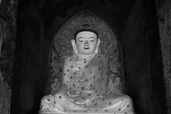 Bagan Myanmar Diciembre 2018 Imagen Blanco Negro Hermosa Estatua Buda — Foto de Stock