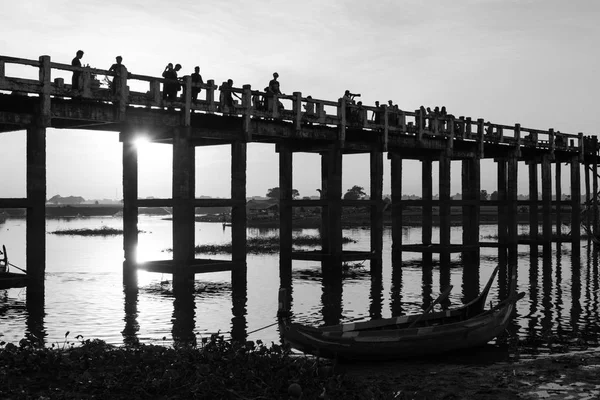 Mandalay Myanmar Décembre 2018 Photo Noir Blanc Coucher Soleil Idyllique — Photo