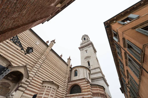 Širokoúhlý Obrázek Obrovské Katedrály Santa Maria Matricolare Katolické Prohlídky Verony — Stock fotografie