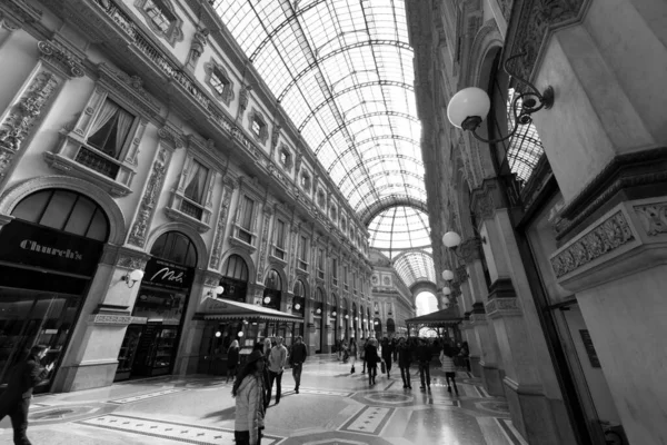 Milán Italia Marzo 2018 Imagen Blanco Negro Del Interior Galleria — Foto de Stock