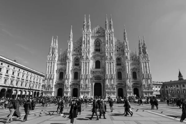 Milan Italy March 2018 Чорно Біла Картина Duomo Milano Важливого — стокове фото