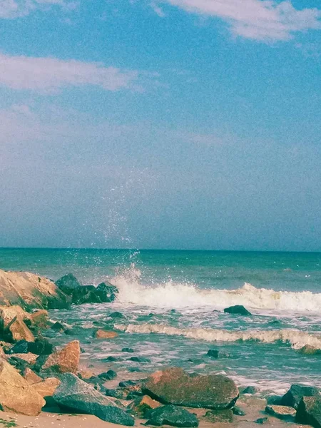 Magnífica Tormenta Costa Del Mar — Foto de Stock