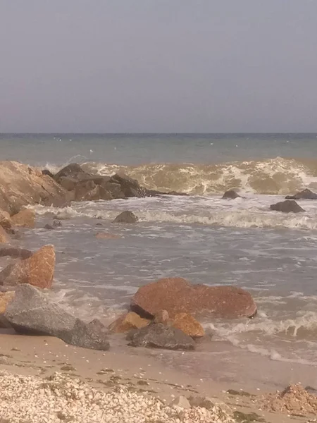 Magnífica Tormenta Costa Piedra Del Mar — Foto de Stock