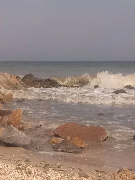Magnífica Tormenta Costa Piedra Del Mar —  Fotos de Stock