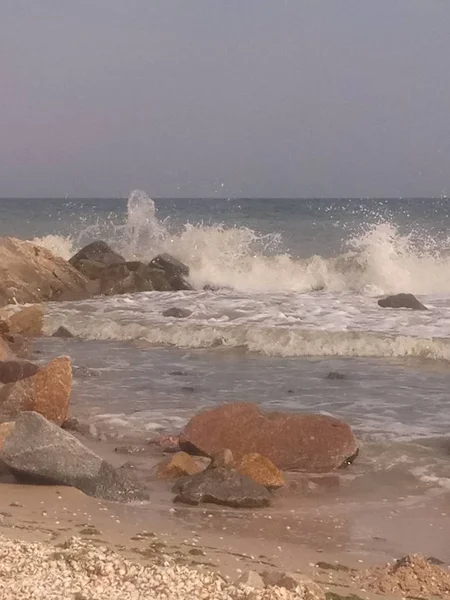 Magnífica Tormenta Costa Piedra Del Mar —  Fotos de Stock