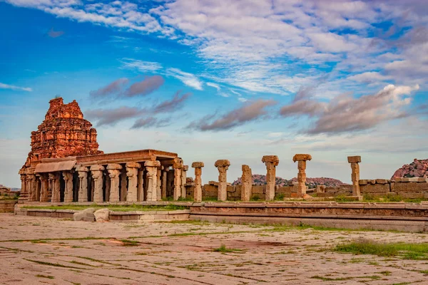 Vithala Tempel Hampi Ruinen Antike Steinkunst Aus Einzigartigen Blickwinkeln Bild — Stockfoto