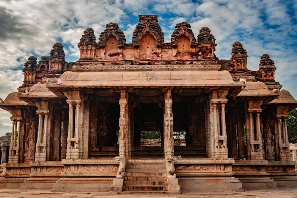 Temple Vithala Ruines Hampi Art Pierre Antique Angle Unique Image — Photo