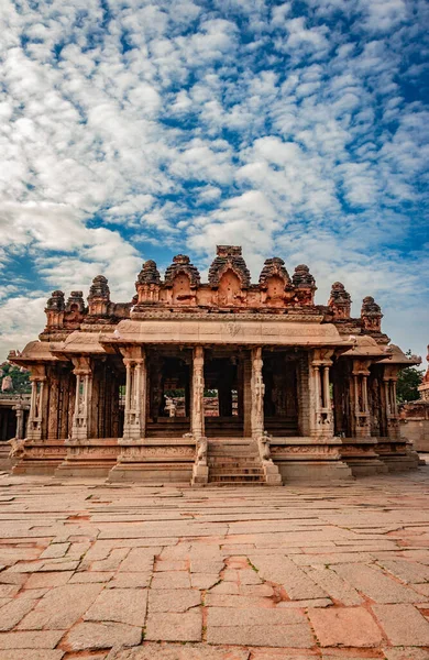 Temple Vithala Ruines Hampi Art Pierre Antique Angle Unique Image — Photo