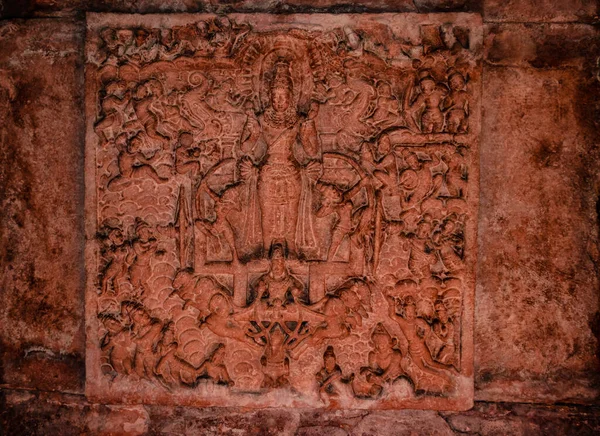 Virupaksha Templo Pattadakal Arte Interior Telhado Pedra Dos Patrimônios Mundiais — Fotografia de Stock