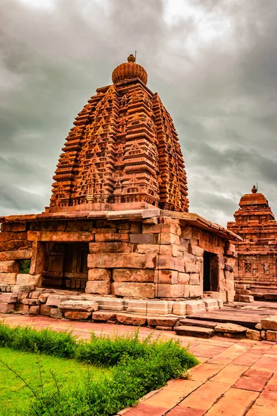 Kadasiddeshwara Templo Pattadakal Arte Pedra Tirar Fôlego Diferentes Ângulos Com — Fotografia de Stock