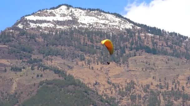 Paragliding Himalayan Valley Mountain Top Air Adventure Clip Shot Kullu — Αρχείο Βίντεο