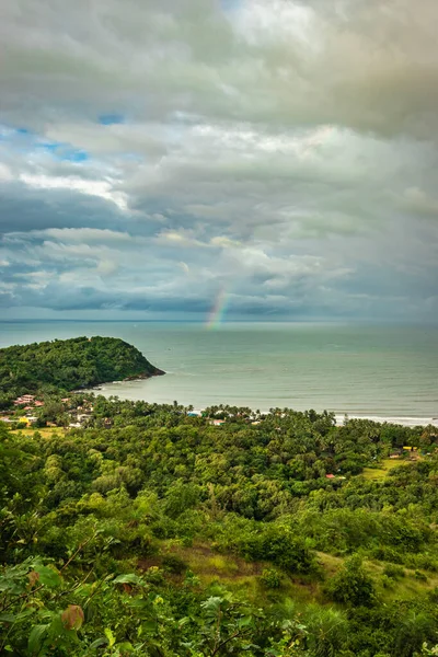 Paisagem Serena Vista Com Horizonte Mar Densas Florestas Verdes Imagem — Fotografia de Stock