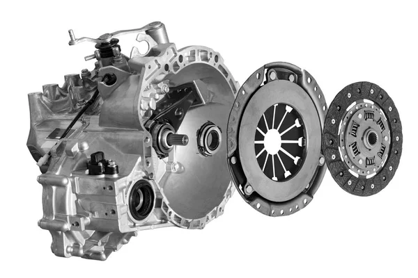 Clutch disc with clutch basket and bearing and gearbox — Stock Photo, Image