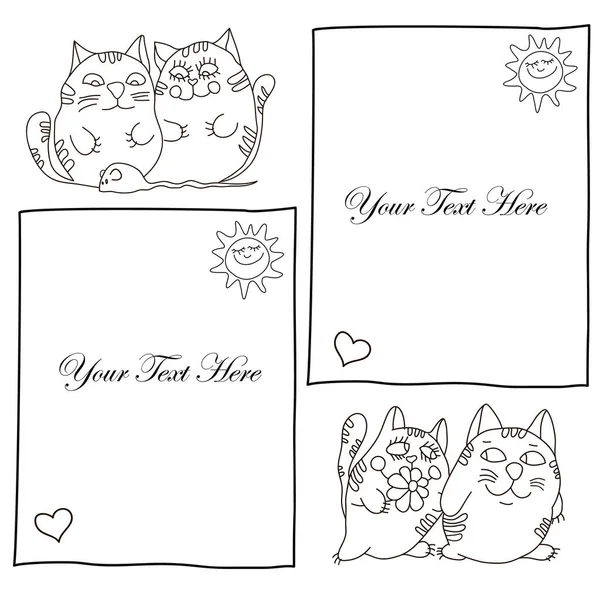 Vector Drawing Couples Cats Love Various Activities White Background Your — Stock Vector
