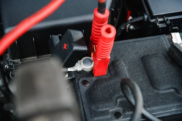 Clamp on battery terminal at shallow depth of field — Stock Photo, Image