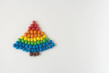 Noel ağacı beyaz bir arka plan üzerinde çok renkli tatlılar yapılmış. Lgbtq gökkuşağı bayrağırenkleri