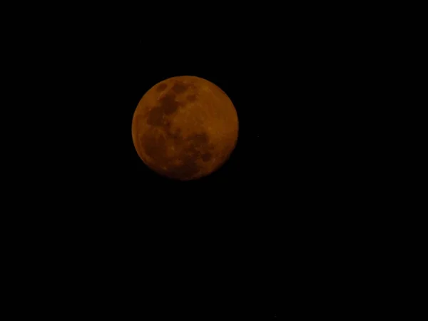 Pleine Lune Rouge Fond Noir — Photo