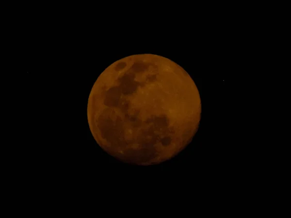 Pleine Lune Rouge Fond Noir — Photo