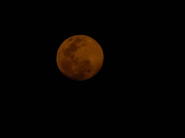 Pleine Lune Rouge Fond Noir — Photo